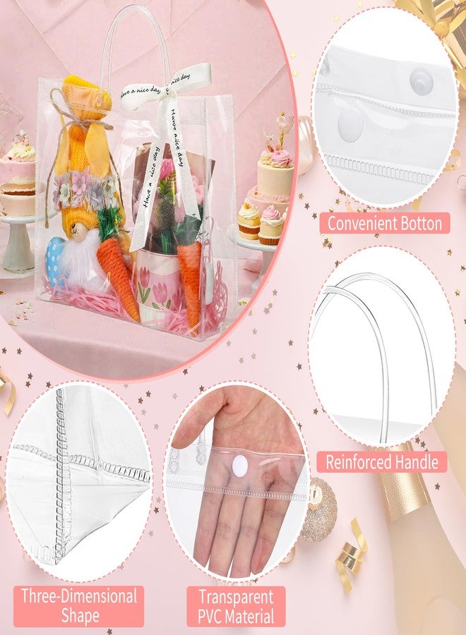 woric 6 Pack Large Clear Gift Bags with Handle, 11.8"X3.9"x9.8" Plastic Valentine's Day Bags Shopping Bag for Small Business Gifts Party Favors - Image 3